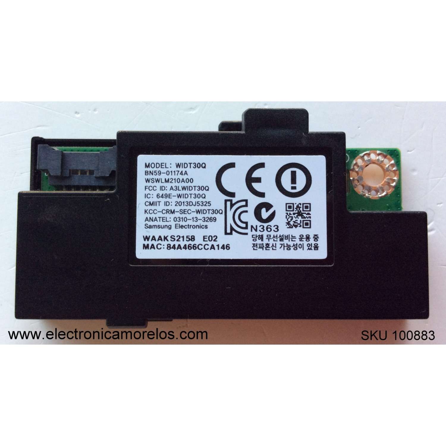MODULO DE WIFI SAMDUNG BN59-01174A / WIDT30Q / MODELO LH32DMDPLGA/ZA / LH75DMDPLGA/ZA / HG75NC890XFXZA / UN65H6203BFXZA / LH55DSDSLGA/ZA / HG46NC890XFXZA / HG55NC890XFXZA / LH55UEDPLGC/ZA / UN50J6200AFXZA / UN50HU6900FXZA